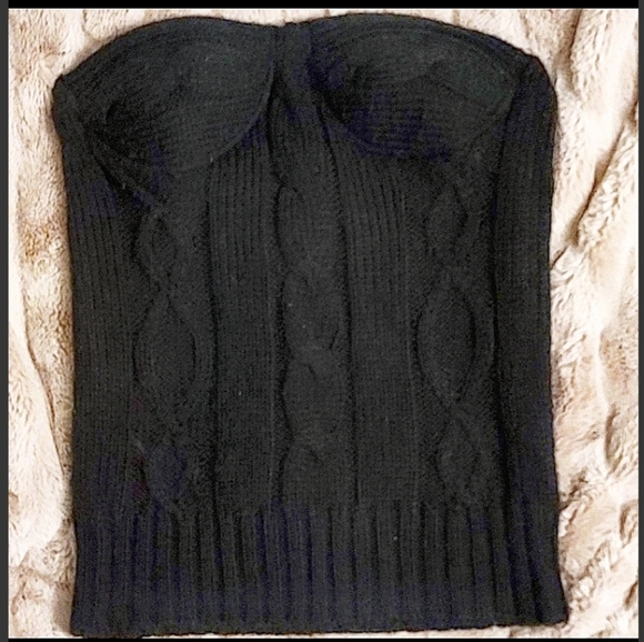 ⚡2/$25-C'est Moi cable knit sweater bustier - Picture 2 of 8